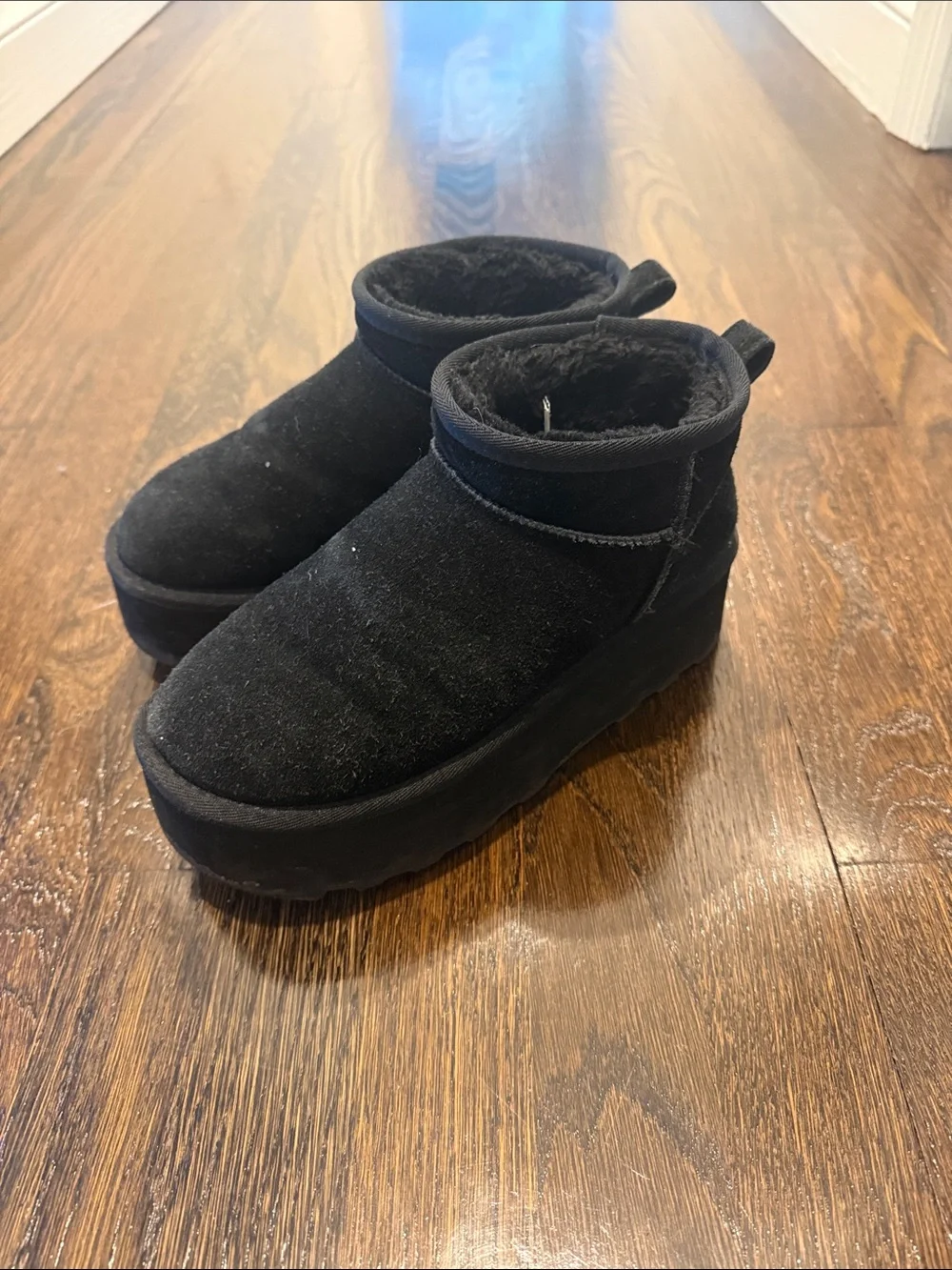 Black Suede Ankle Booties with Plush Lining - Women